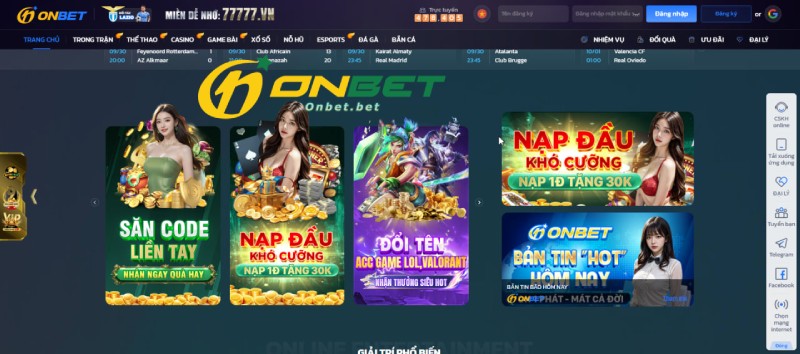 Khuyến mãi Onbet đa dạng hấp dẫn và liên tục